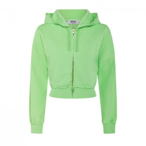 Dámské Mikina s Kapucí Trapstar Irongate Cropped Batwing Zip Hoodie Zelene CZ | FP63-694