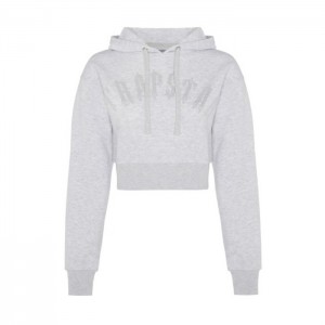 Dámské Mikina s Kapucí Trapstar Irongate Stud Cropped Hoodie Šedé CZ | NC09-758