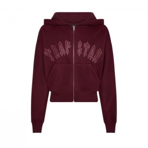 Dámské Mikina s Kapucí Trapstar Mesh Irongate Arch Hoodie Vínové CZ | TW44-753