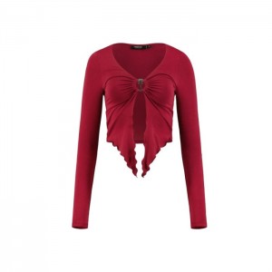 Dámské Top Trapstar Long Sleeve Wing Hem Bralette Červené CZ | ZQ72-755
