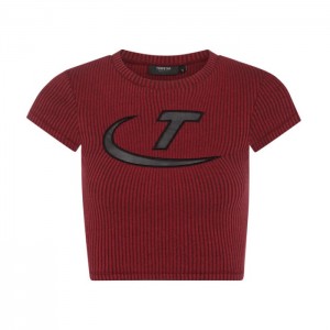 Dámské Top Trapstar Two Tone Rib Tee Červené Černé CZ | ZD87-713