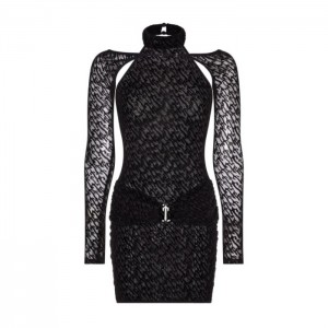 Dámské Šaty Trapstar Jacquard Mesh Černé CZ | GN64-330
