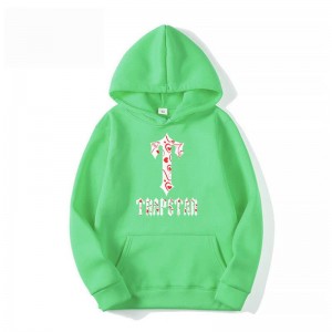 Pánské Mikina s Kapucí Trapstar Anime T-Flowers Pattern Zelene CZ | KG08-066
