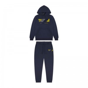 Pánské Tepláky Trapstar Navy Chenille Decoded Hoodie Tmavě Blankyt Žluté CZ | HP26-789