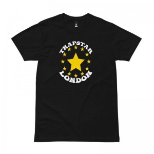 Pánské Tričko Trapstar Fleece Stars London Černé CZ | SP03-146