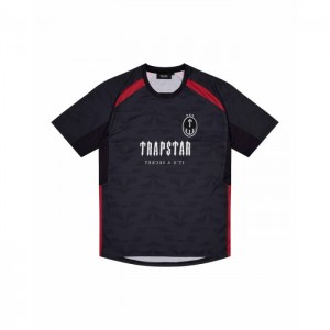 Pánské Tričko Trapstar Irongate Football Jersey Černé Červené CZ | FX81-029