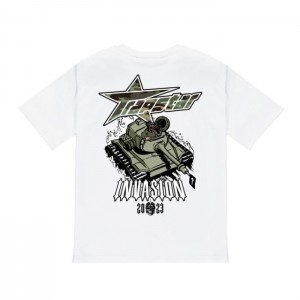 Pánské Tričko Trapstar Trap Invasion Tee Bílé CZ | KO01-944